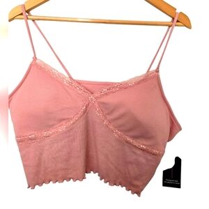 NWT No Boundaries Pink Ruched Lace Trim Crop Size XXXL/XXL